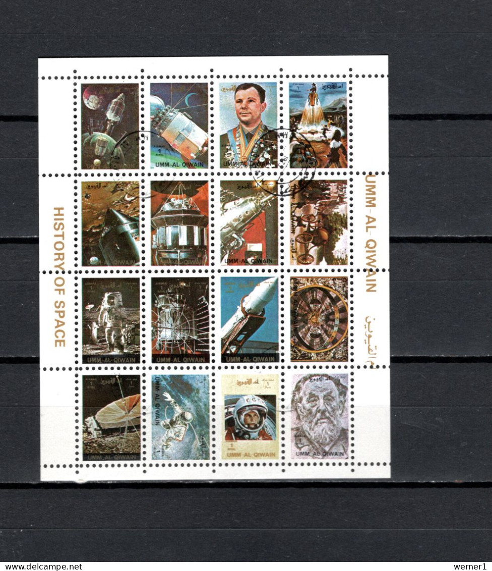 Umm Al Qiwain 1972 Space History Sheetlet Small Size CTO - Asie