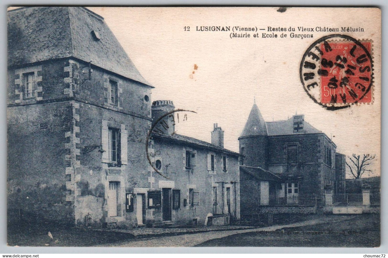 (86) 597, Lusignan, Collection Angevin 12, Retes Du Vieux Château Mélusin, Mairie Et Ecole De Garçons - Lusignan