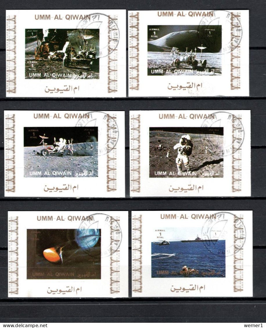 Umm Al Qiwain 1972 Space, Moonflights 6 S/s Imperf. CTO - Asie