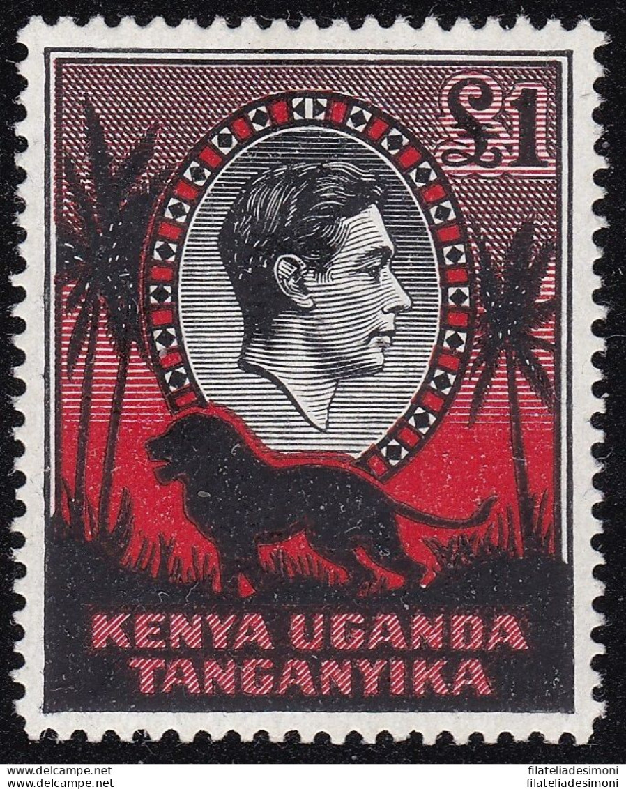 1941 KENYA UGANDA TANGANIKA - Lion, Leone , SG 150a £1 Black/red MLH/* - Autres & Non Classés