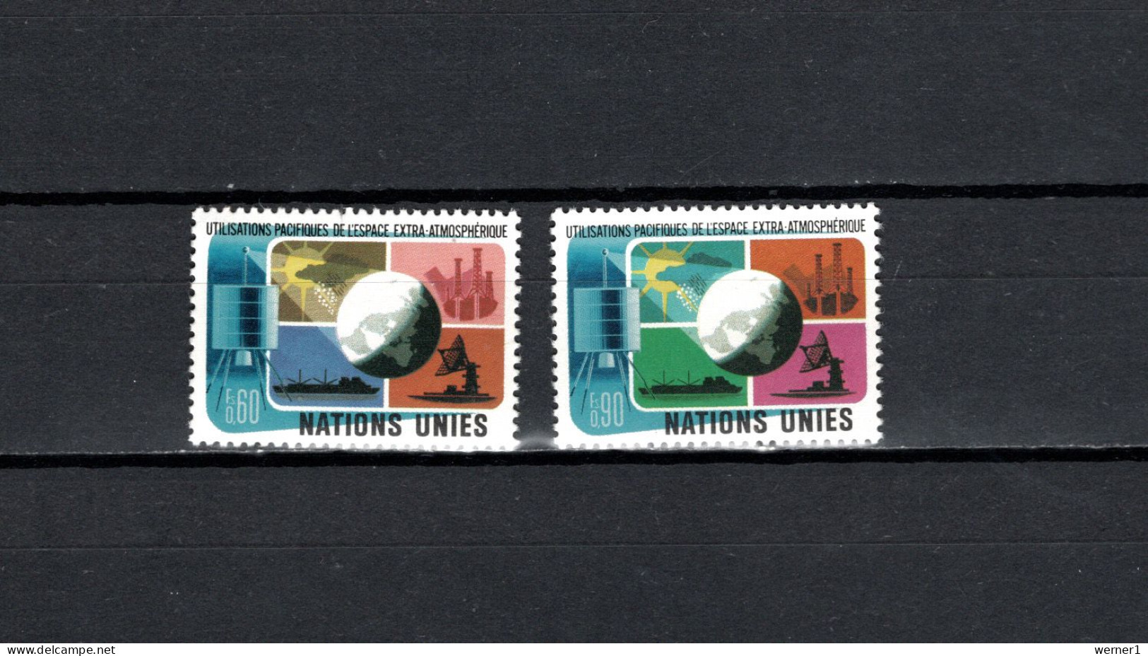 UN United Nations Geneva 1975 Space, Peaceful Use Of Outer Space Set Of 2 MNH - Europa