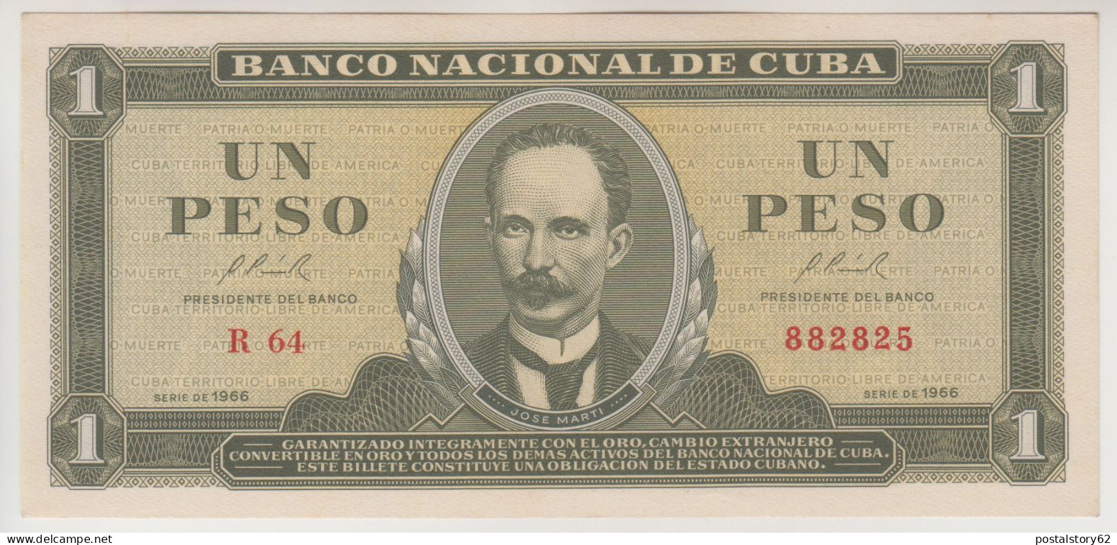 Banco Nacional De Cuba, Un Peso 1966 Pick# 100a FDS - Kuba