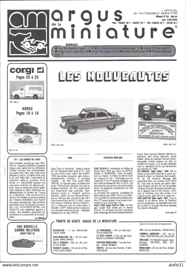 ARGUS De La MINIATURE N° 65 - Très Bon état - Cotation NOREV Et Corgi Toys - Catalogues & Prospectus