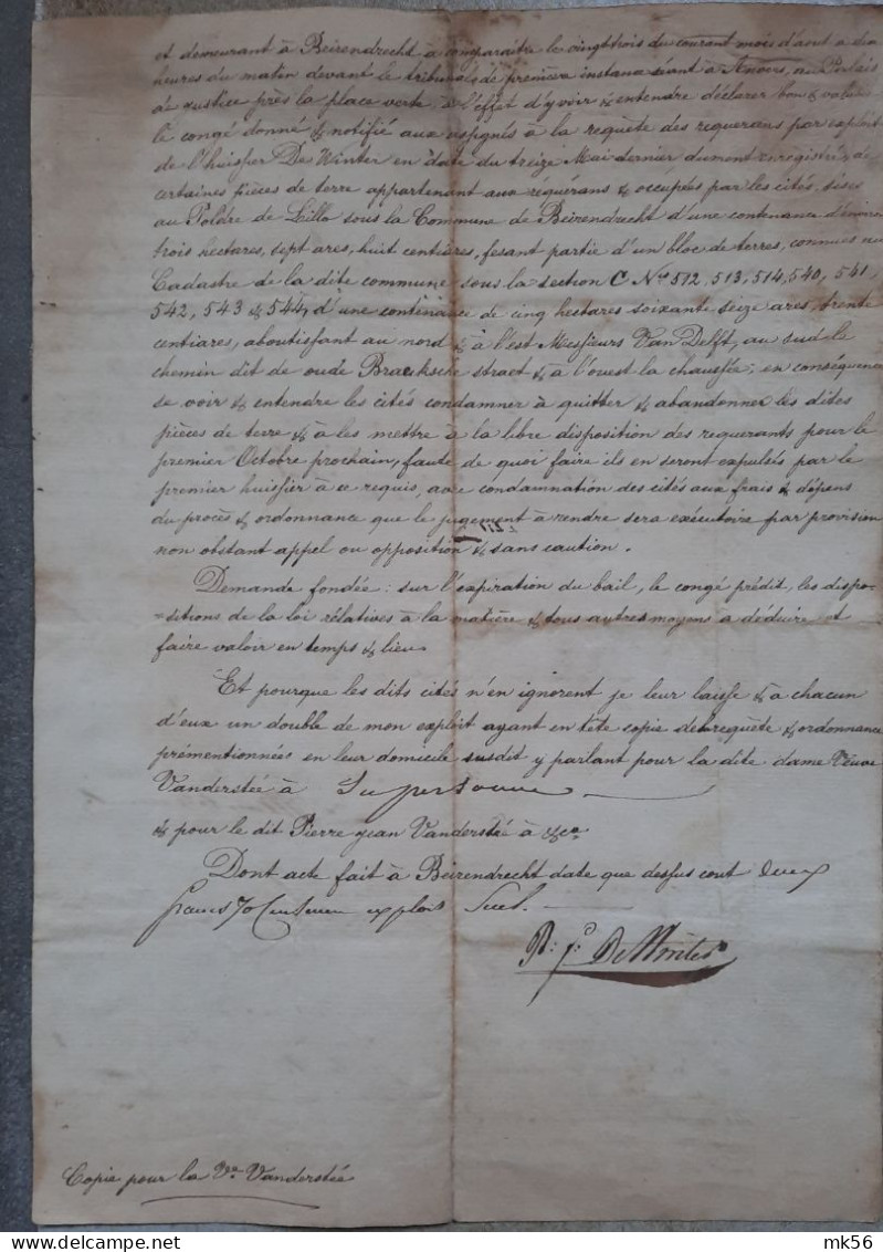 1850-8-10       Arrêt Du Tribunal De Première Instance à Anvers - Manuscritos