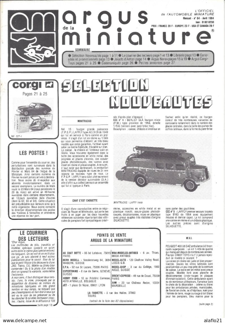 ARGUS De La MINIATURE N° 64 - Très Bon état - Cotation NOREV Et Corgi Toys - Catalogi