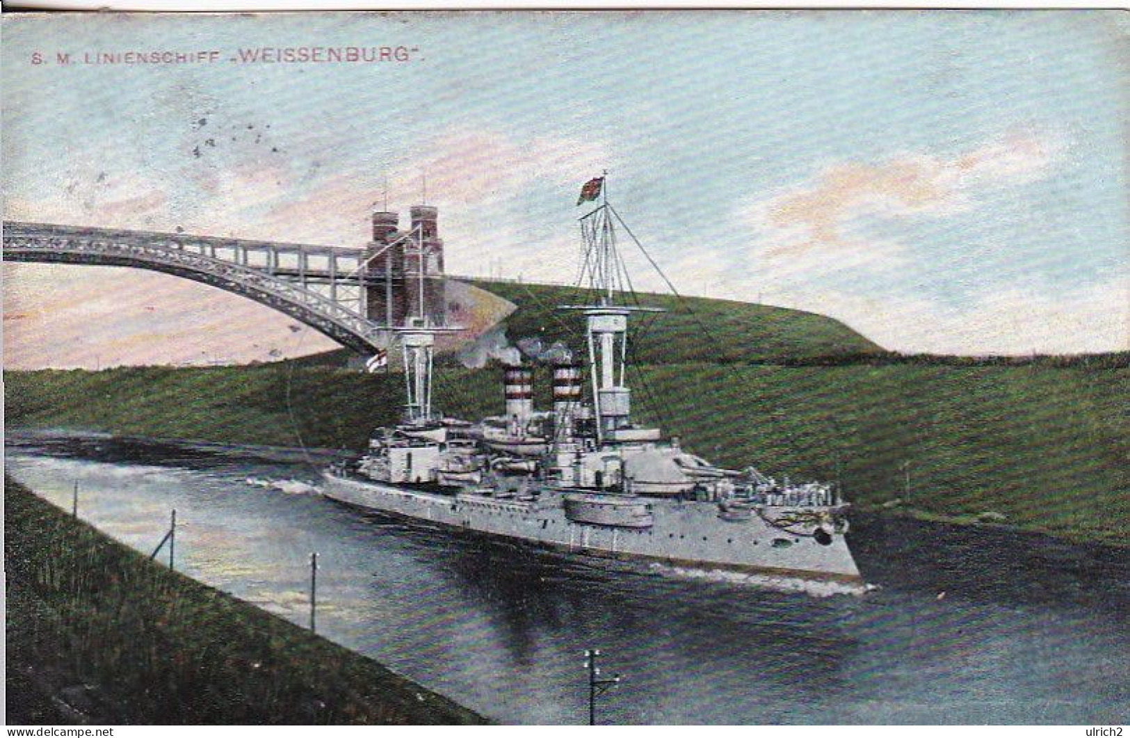 AK S.M. Linienschiff Weissenburg - Bahnpost Bremen-Wilhelmshaven - 1906  (68831) - Guerra