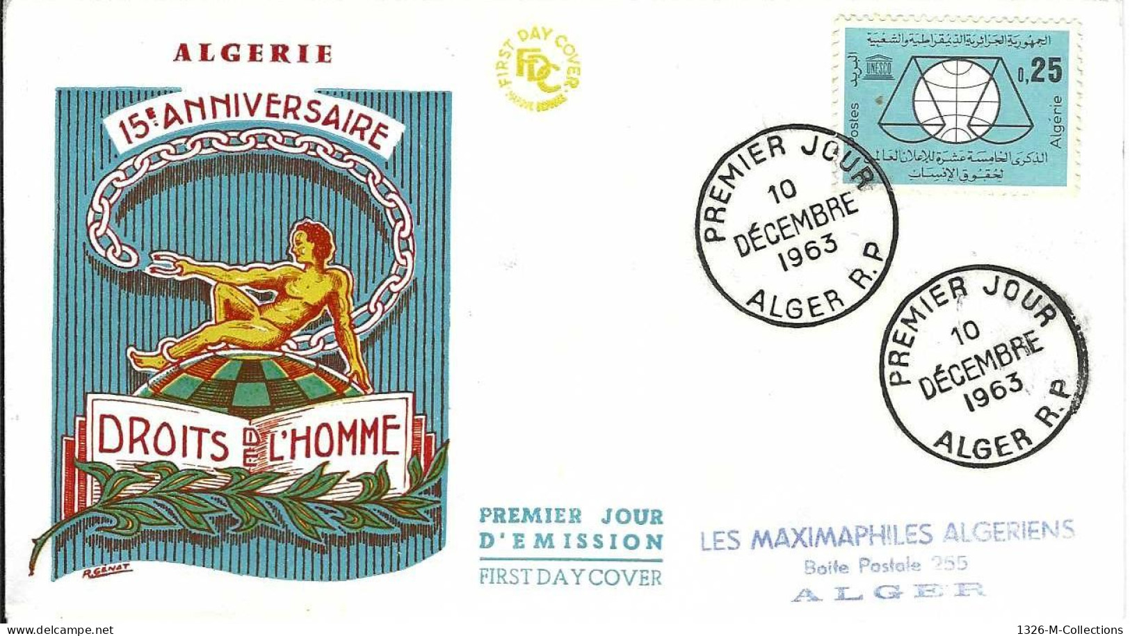 Envellope ALGERIE 1e Jour N° 384 Y & T - Algeria (1962-...)