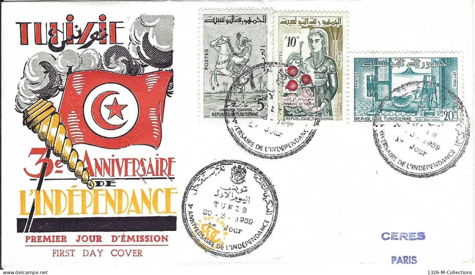 Envellope TUNISIE 1e Jour N° 476 - 479 - 482 Y & T - Tunesië (1956-...)