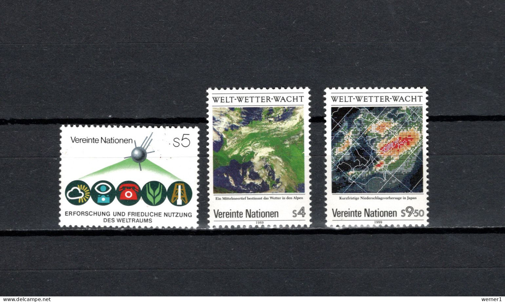 UN United Nations Vienna 1982/1989 Space, UNISPACE, Meteorology 3 Stamps MNH - Europe