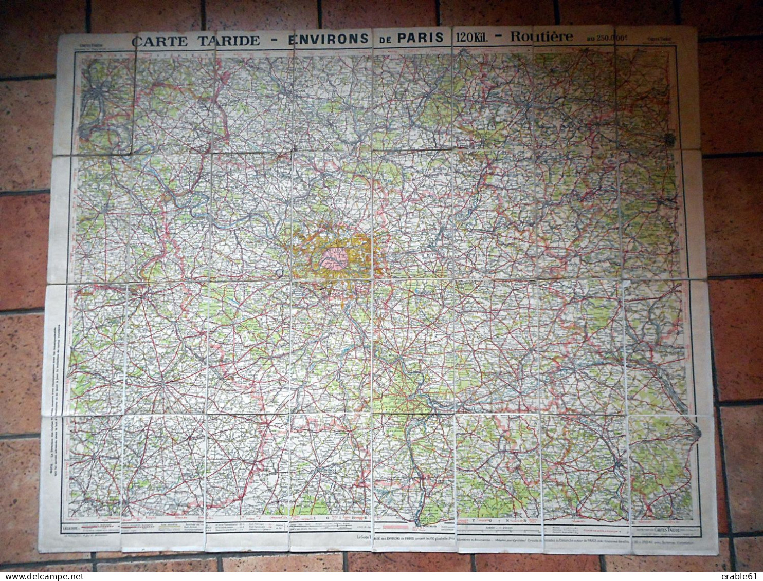 CARTE TARIDE ENTOILEE  ENVIRONS DE PARIS 120 KMS - Roadmaps