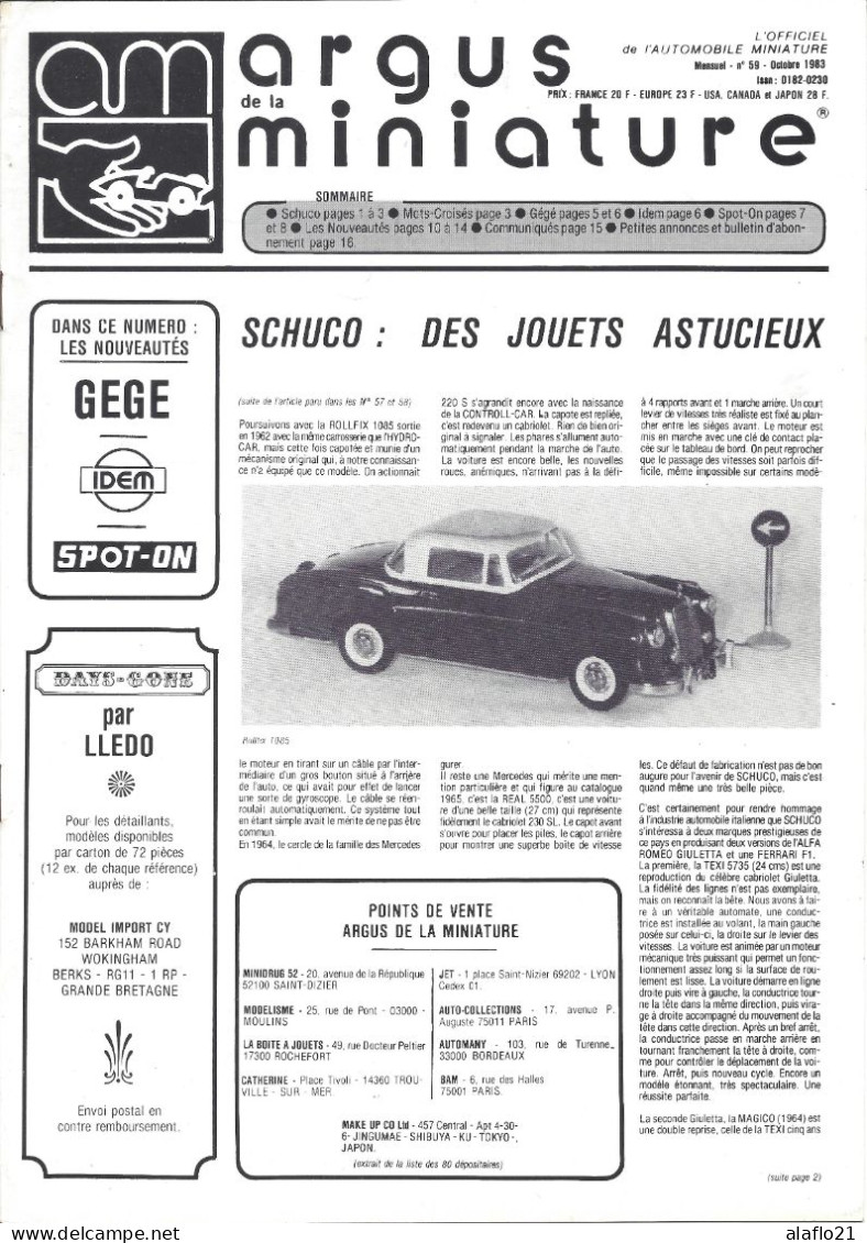 ARGUS De La MINIATURE N° 59 - Très Bon état - Cotation GEGE Et SPOT-ON - Catalogues