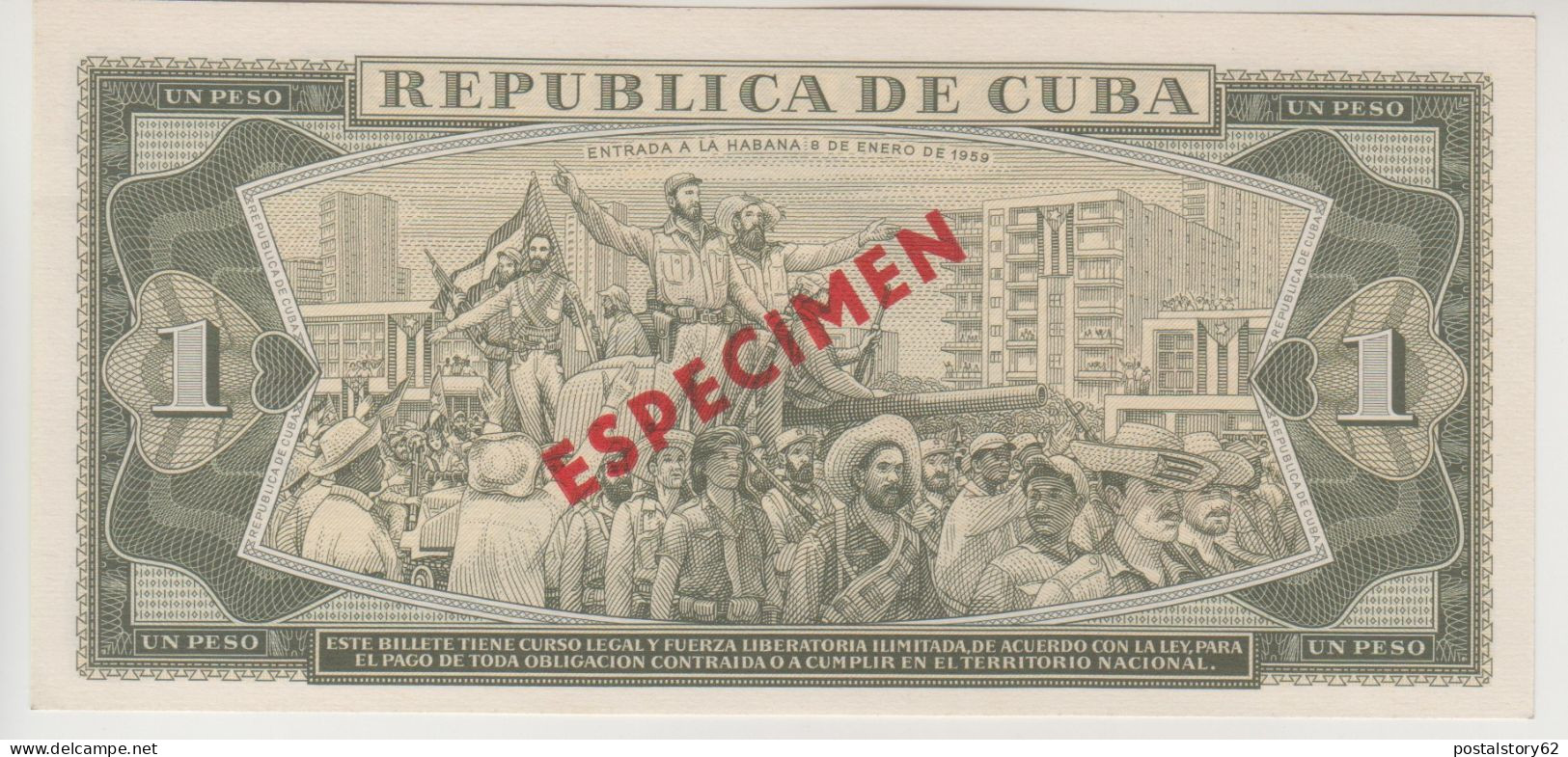 Banco Nacional De Cuba, Un Peso 1978 Specimen Pick# 102 S  FDS - Kuba