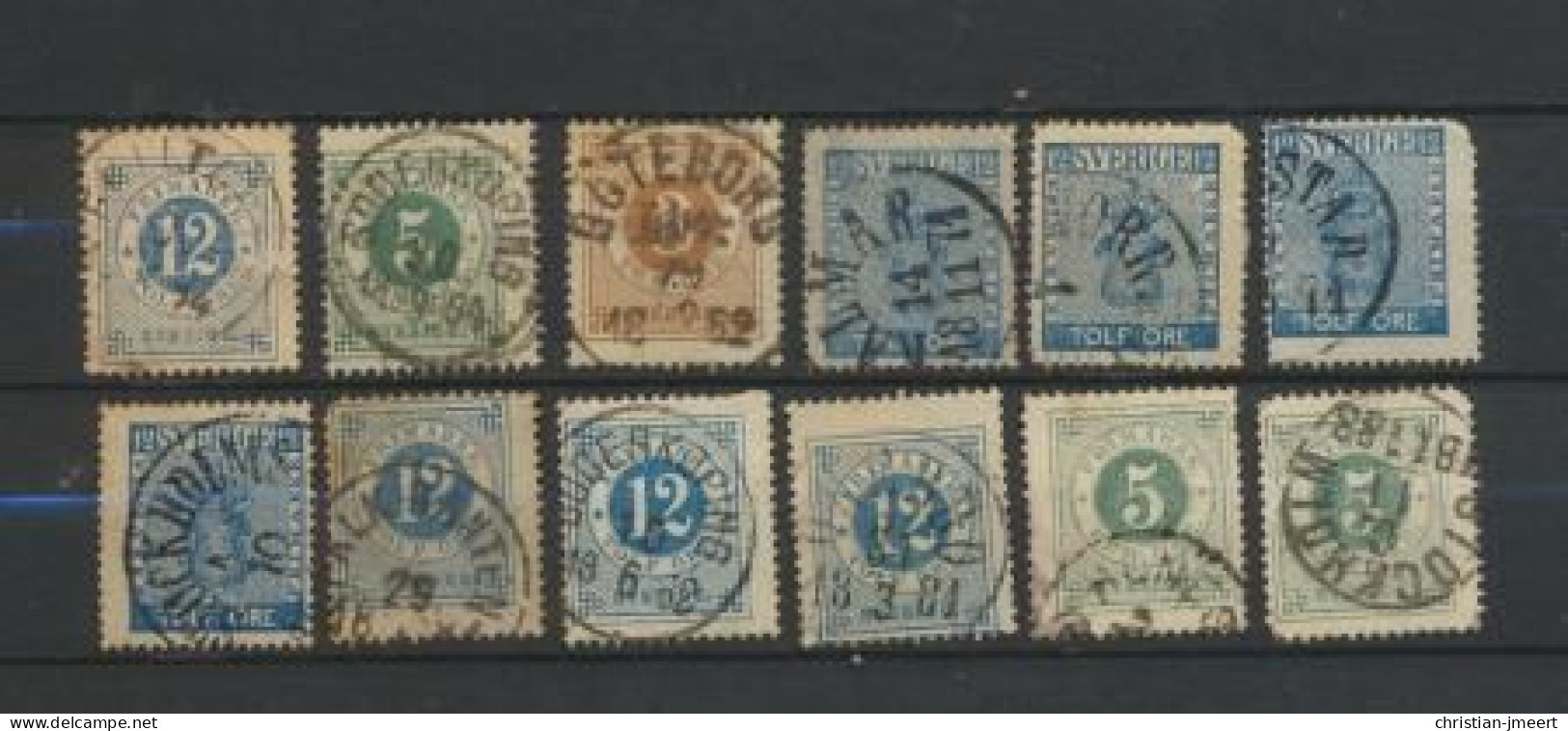 Suède Lot De 12 Classiques Bonnes Oblitérations - Used Stamps