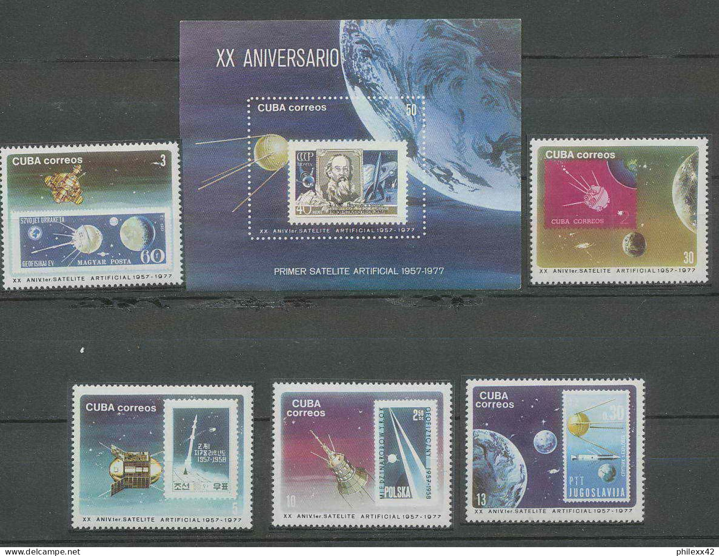 2179/ Espace (space) Neuf ** MNH Cuba 1999/2004 + Bloc 49 Spoutnik Spoutnik  - Sud America