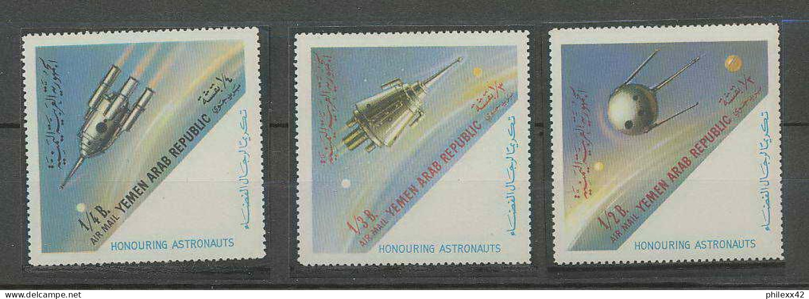 2137/ Espace (space) Neuf ** MNH Yemen YAR (nord Yemen) 316/318 1963 Spoutnik Spoutnik Gagarine Gagarin - Asie