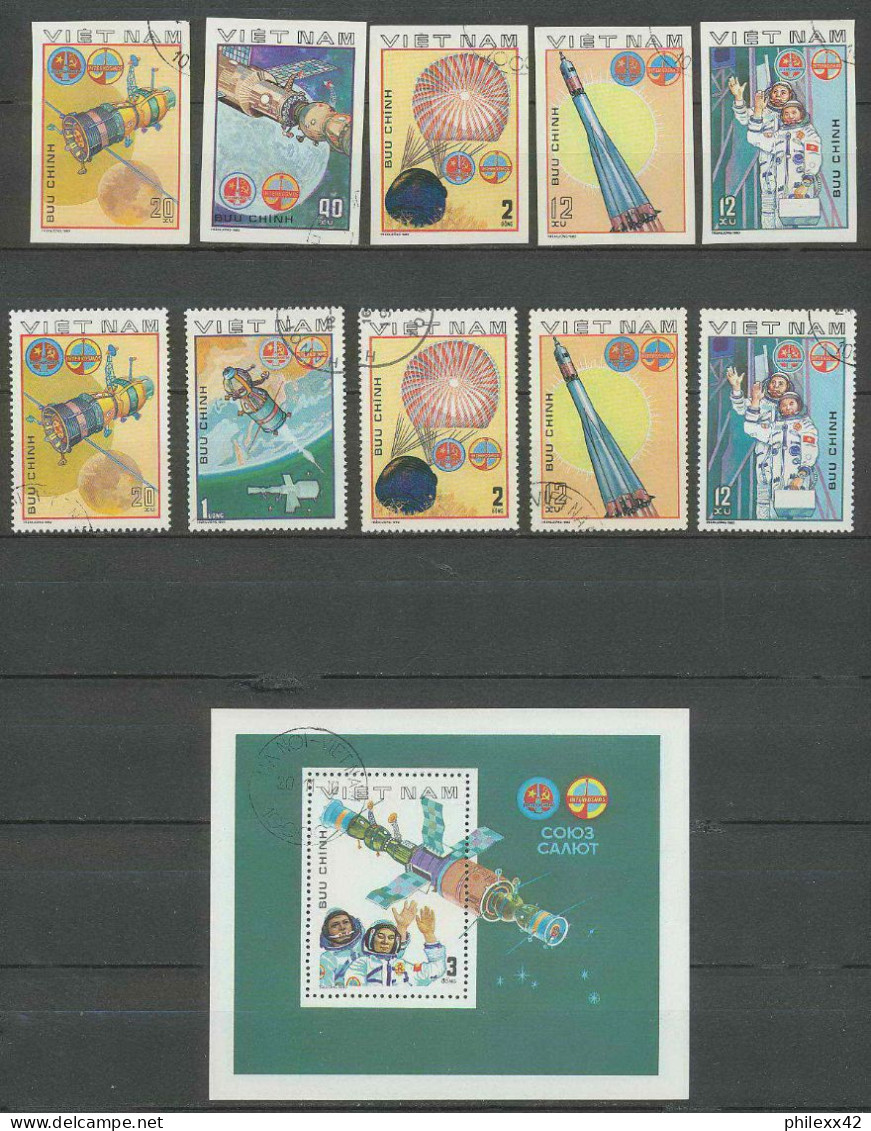 2126/ Espace (space) Viet Nam (Vietnam) 245/50 + Bloc 1 Soyouz 37 +Non Dentelé Imperf Used - Asia