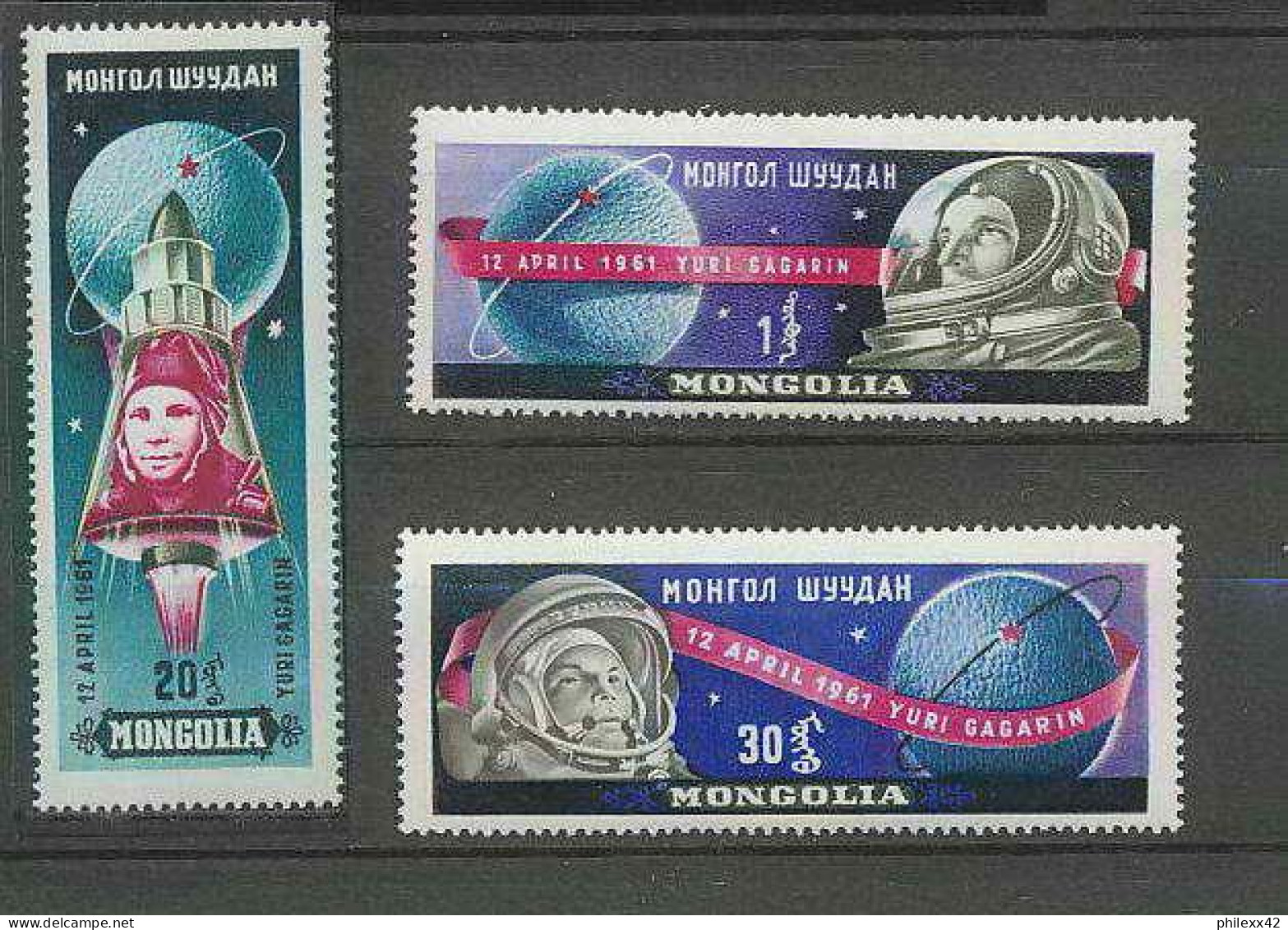 2050/ Espace (space) Neuf ** MNH Mongolie (Mongolia) / Mongolia 193/195 Gagarine Gagarin - Asia