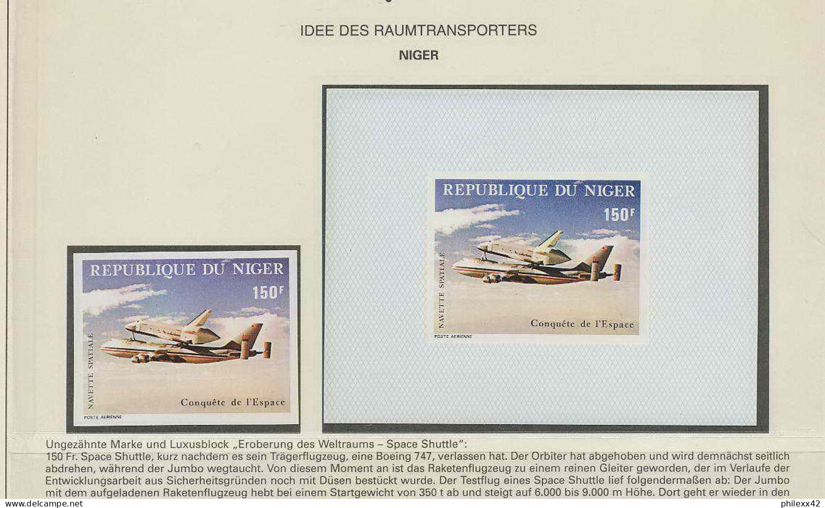 2019/ Espace (space) Neuf ** MNH Niger Boeing Porteur 296 Non Dentelé Imperf + Bloc - Africa