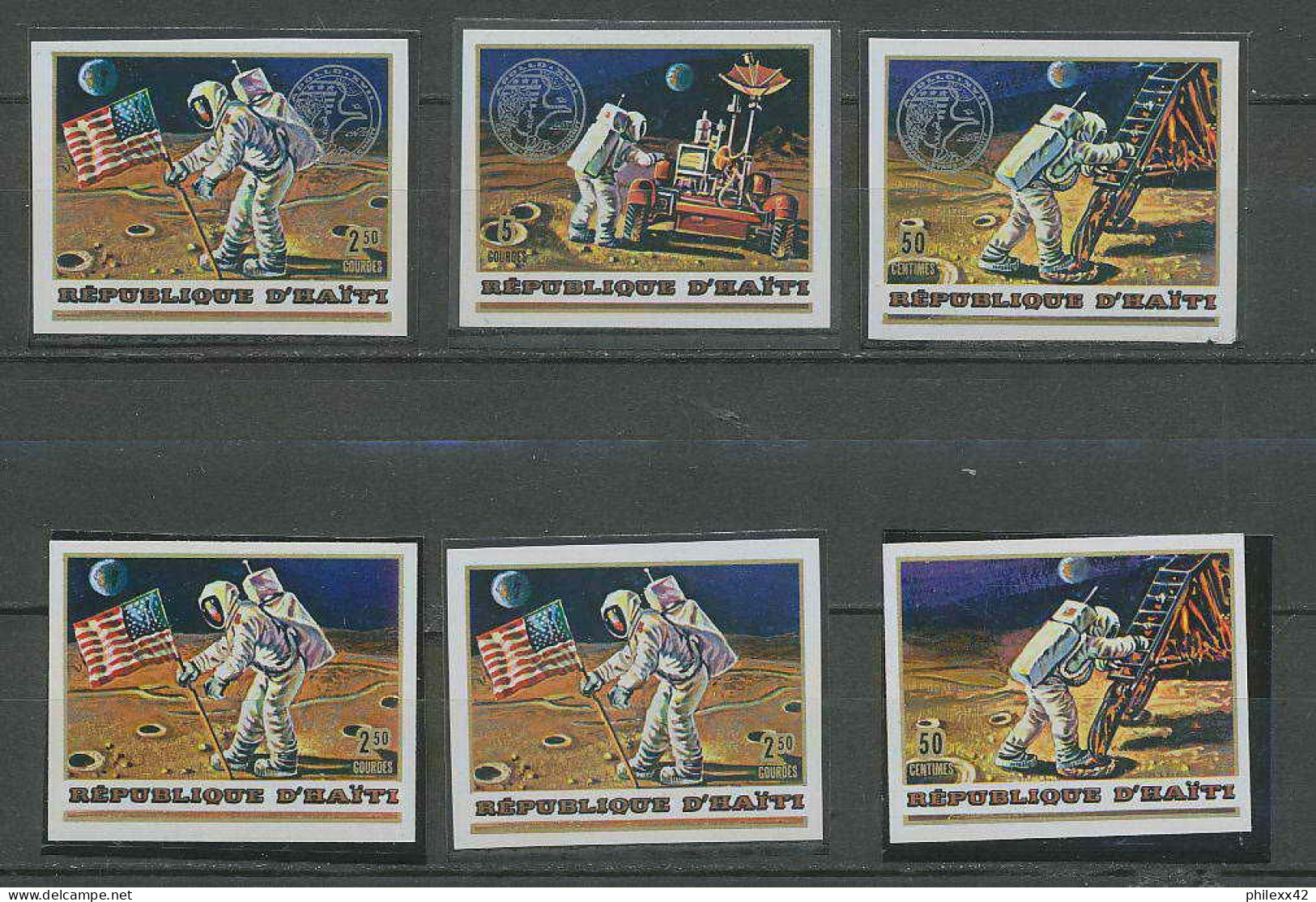 1831/ Espace (space) Neuf ** MNH Haiti 729/731 + Overprint Surchargé Apollo XIII Non Dentelé Imperf - Sud America