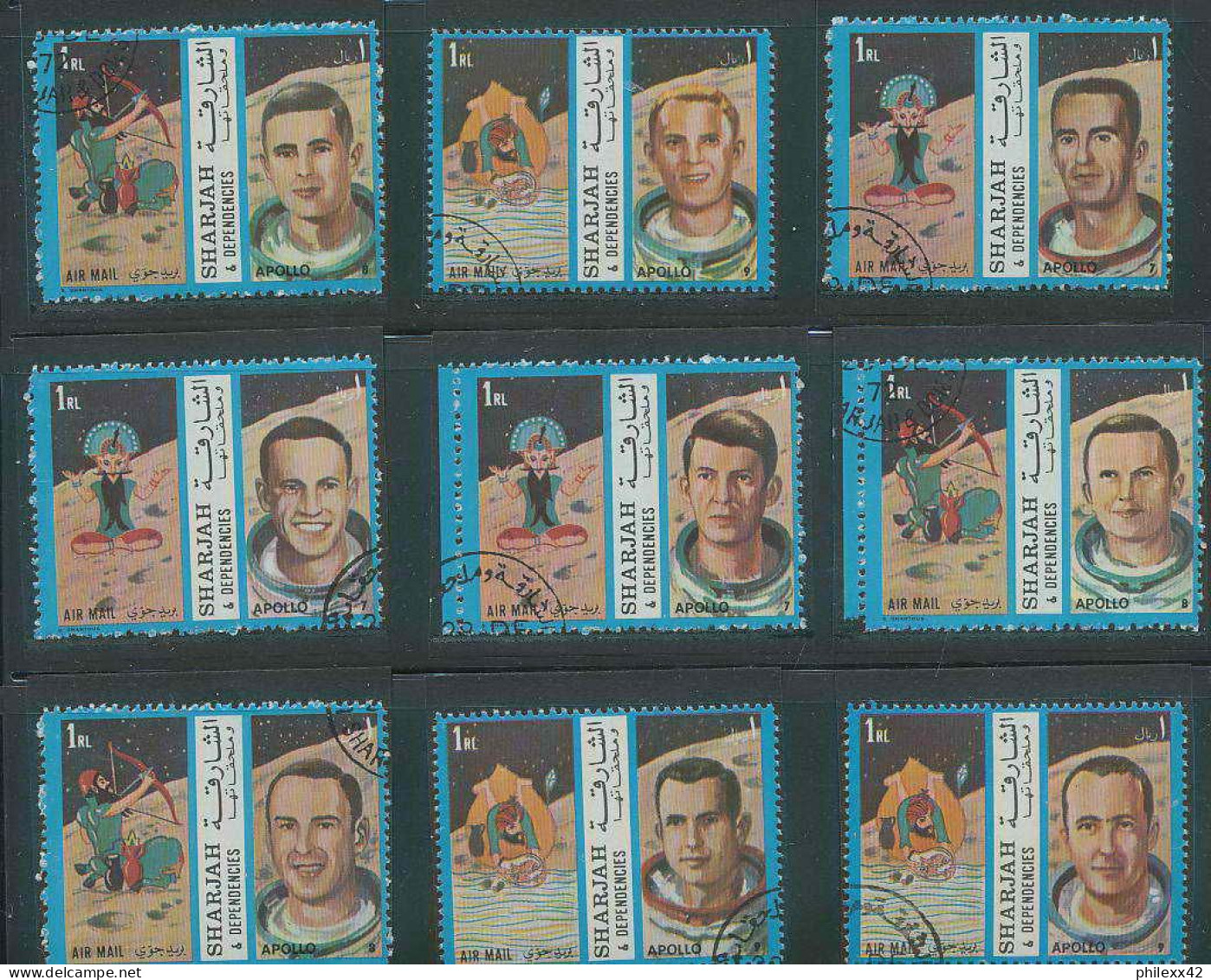 1929/ Espace (space) Sharjah Zodiaque Apollo 1972 X Mi 1338-1373 Complet + Bloc Rare - Asie