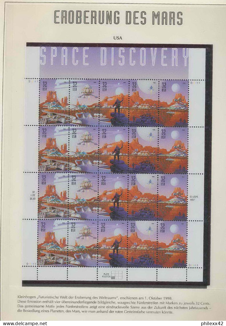 1562/ Espace (space) Neuf ** MNH USA - 2811-15 Mars Feuilles (sheets) - Estados Unidos