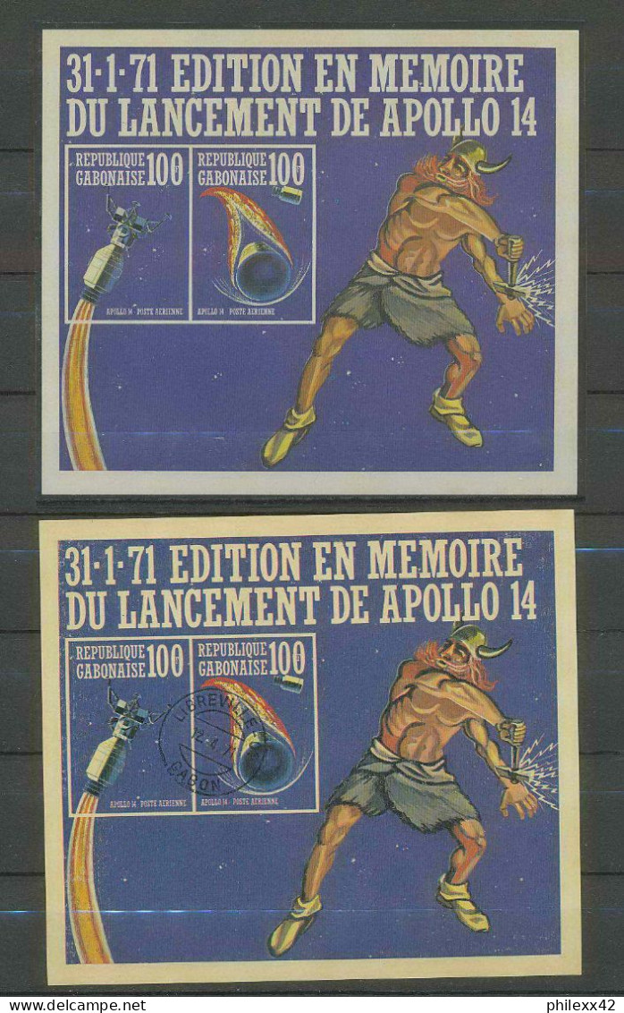 1605/ Espace (space) Neuf ** MNH Gabon (gabonaise) Apollo 14 N° 403 / 408 + Bloc 18 + Non Dentelé Imperf - Africa