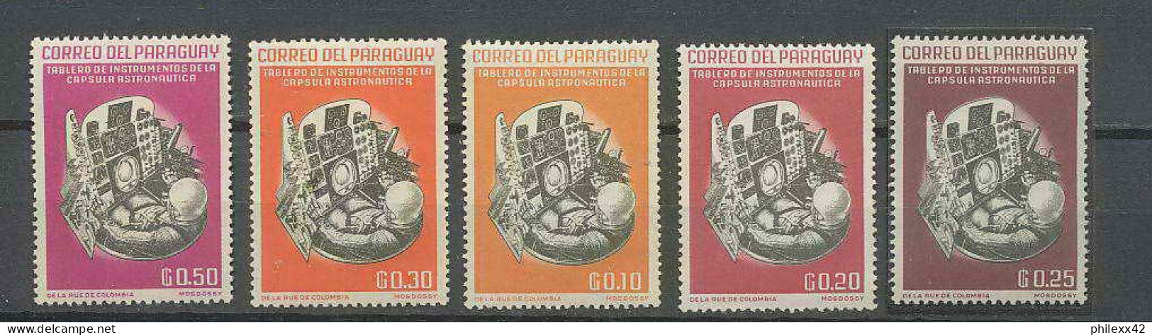 1223/ Espace (space) Neuf ** MNH Paraguay N° 1115/1119 1963 Mercury  - Amérique Du Sud