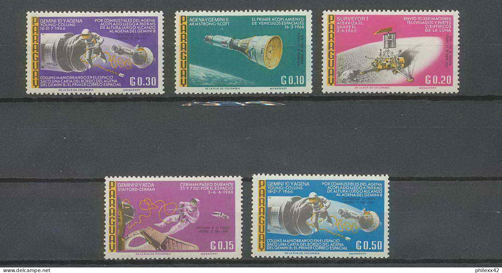 1270/ Espace (space) Neuf ** MNH Paraguay Gemini 5 Valeurs - South America