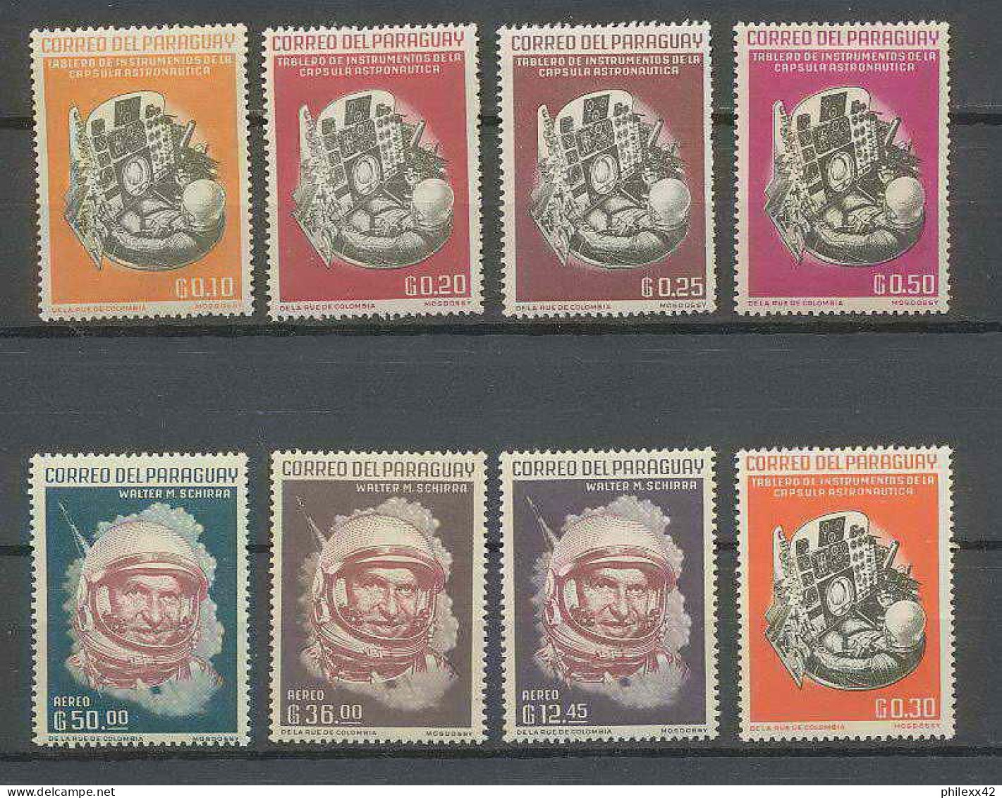 1223A/ Espace (space) Neuf ** MNH Paraguay N° 1115/1122 1963 Mercury  - Zuid-Amerika