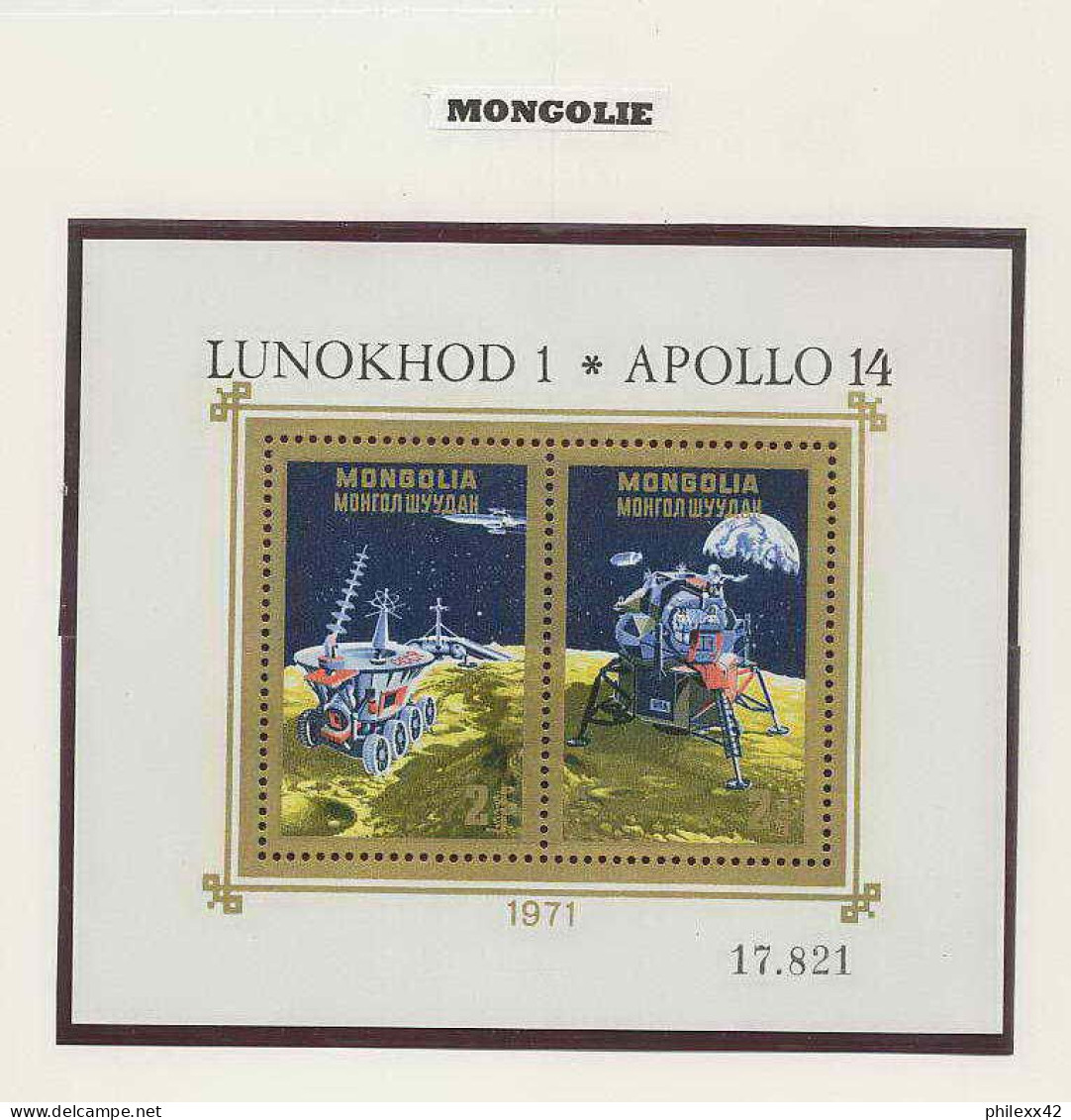 1056/ Espace (space) 5302 ** MNH Apollo 14 Mongolie (Mongolia) Bloc 25 - Asien