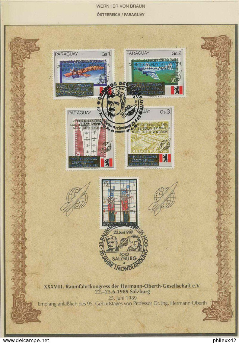 1208/ Espace (space) Paraguay 2476/79 YVERT Oberth OVERPINT OR (gold Stamps) Salzburg 22-25/6 1989 - Amérique Du Sud