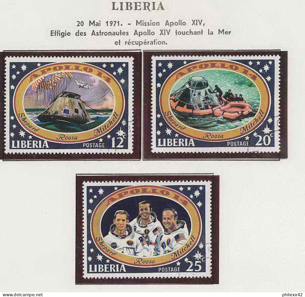 1060/ Espace (space) Oblitéré - Apollo 14 Liberia 520/5 + Bloc  - Afrika