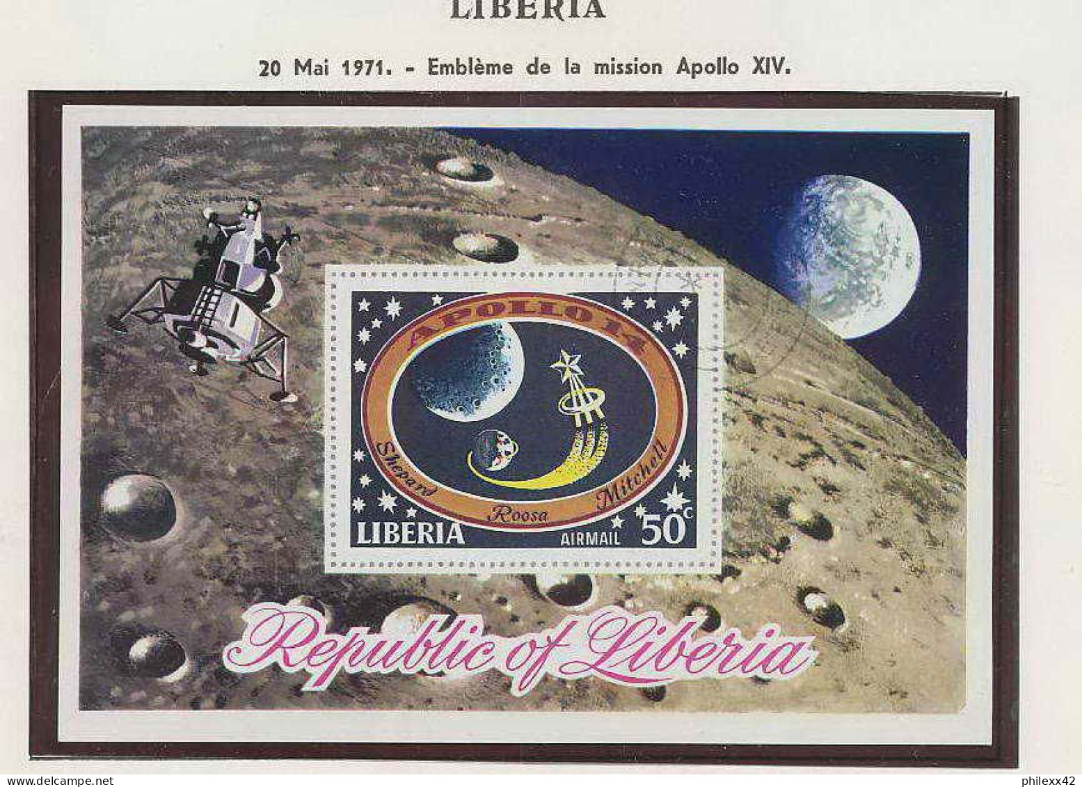 1060/ Espace (space) Oblitéré - Apollo 14 Liberia 520/5 + Bloc  - Afrika