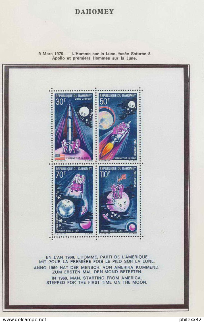 0947/ Espace (space) 4500 4/7 D/da ** MNH Apollo 11 Dahomey Bloc 17 + Non Dentelé Imperf - Afrika