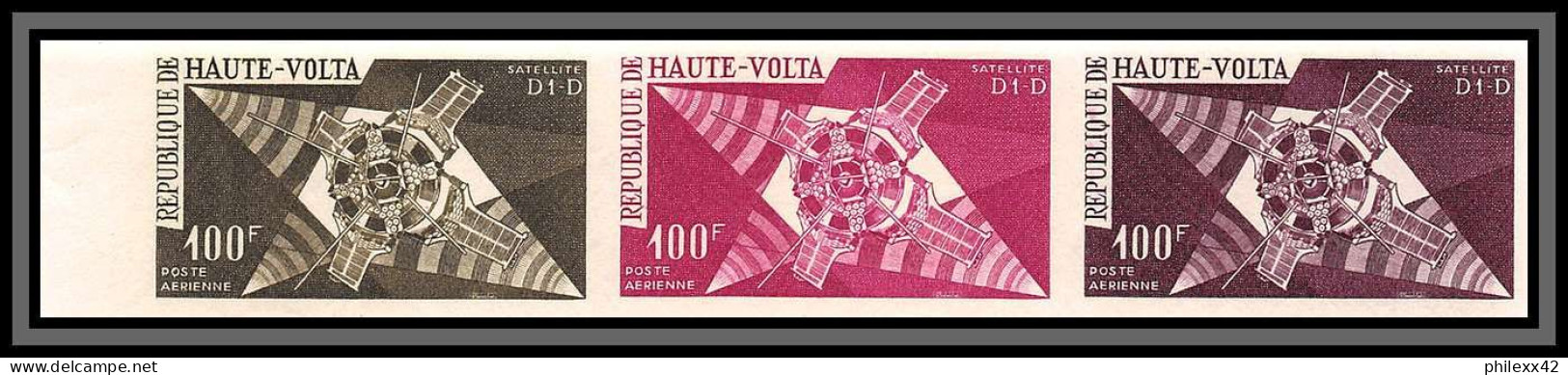 0767a/ Haute-Volta Bande De 3 PA N°39 Satellite D1-d Essai (proof) Non Dentelé Imperf Espace (space) ** MNH  - Africa