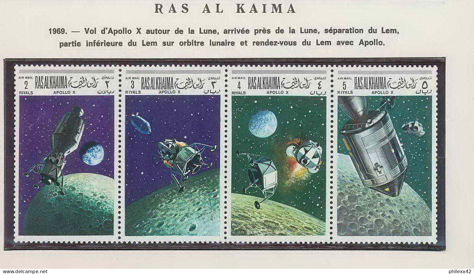 0909/ Espace (space) ** MNH Apollo 10 Ras Al Khaima 4300 Ras 1/4 + Non Dentelé Imperf Autographe - Rusia & URSS