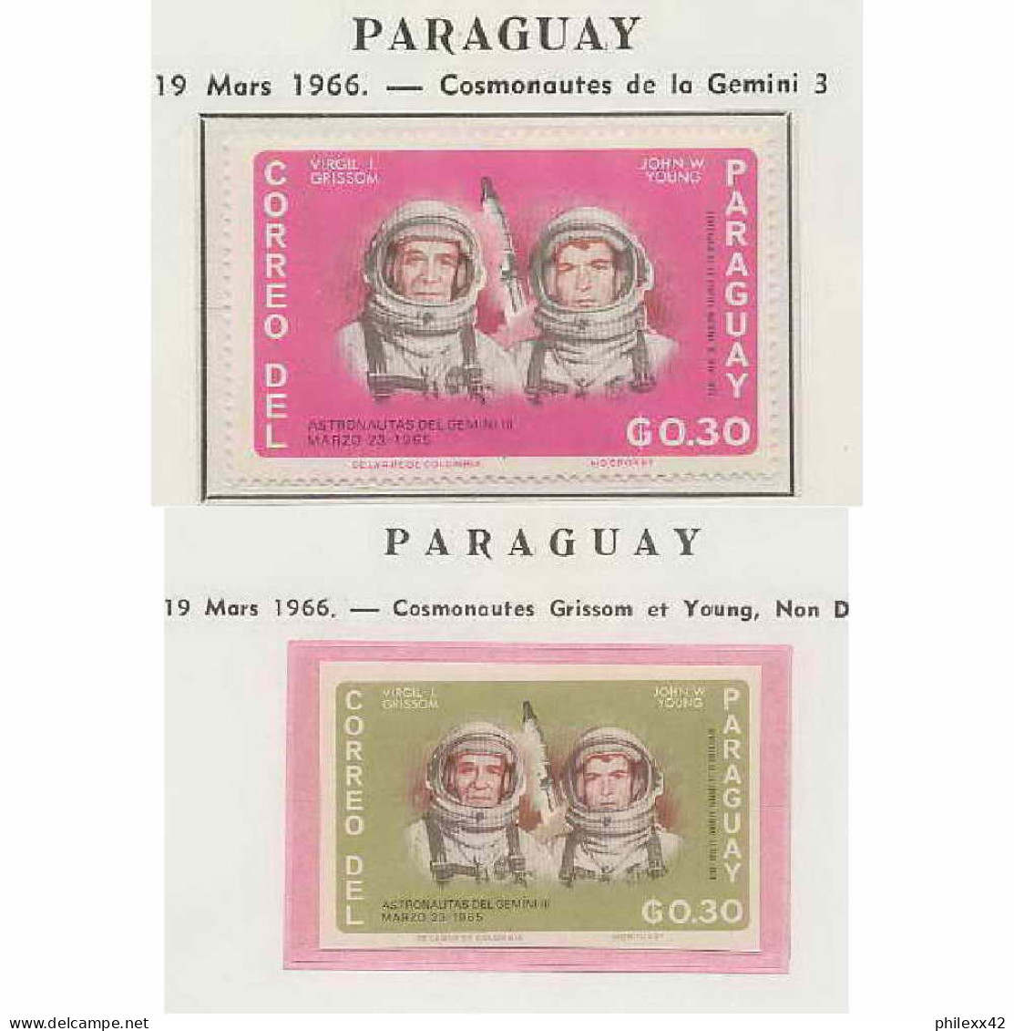 0658/ Espace (space) 2851 ** MNH Gemini 3 Paraguay + Non Dentelé Imperf  - Amérique Du Sud