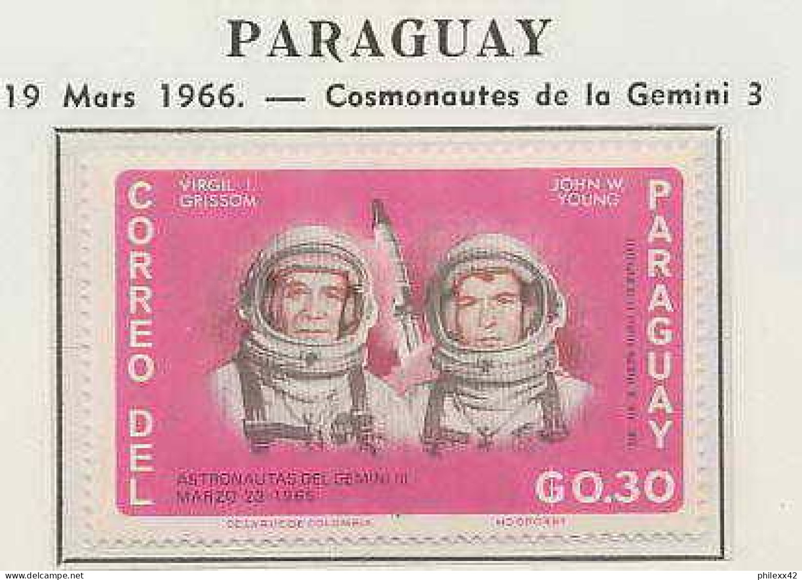 0658/ Espace (space) 2851 ** MNH Gemini 3 Paraguay + Non Dentelé Imperf  - Sud America