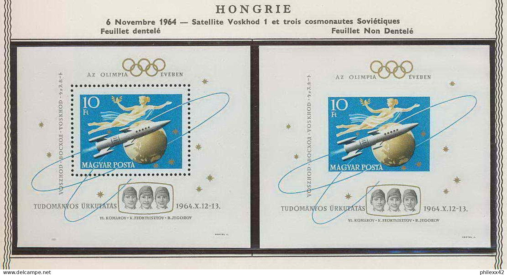 0600/ Espace (space) ** MNH Programme Voskhod 1 Hongrie (Hungary) Bloc 50 + Non Dentelé Imperf - Europa