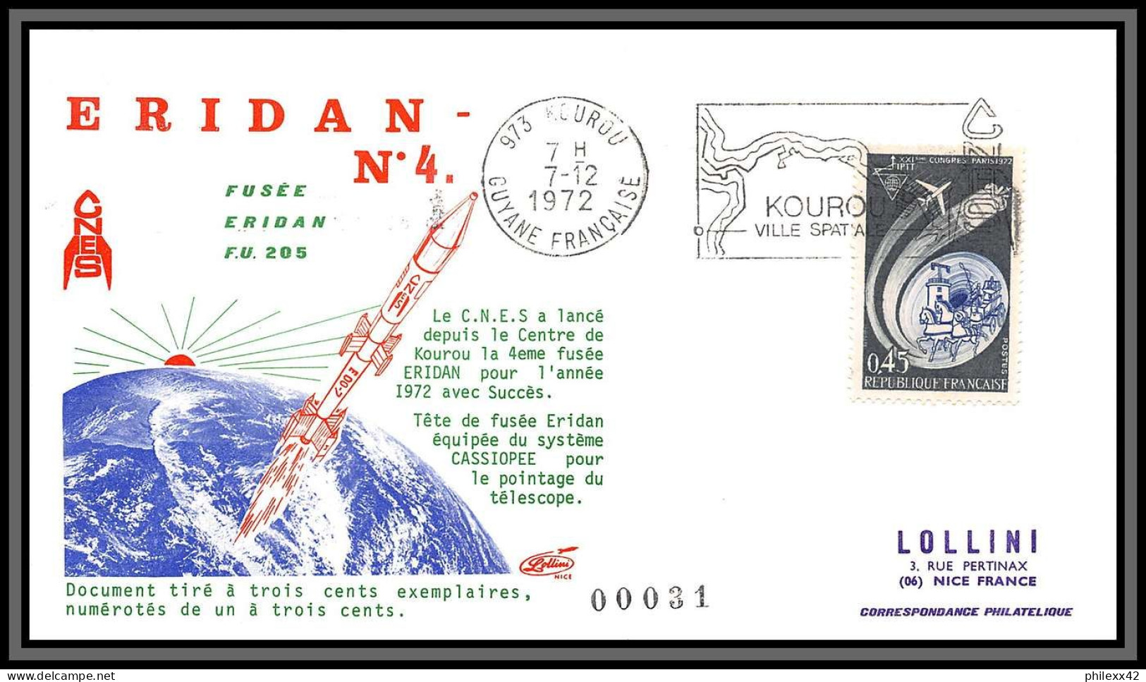 0023/ Espace (space) Lettre (cover Briefe) Rare - Tirage Numeroté FRANCE IRIDAN 4  - Europe