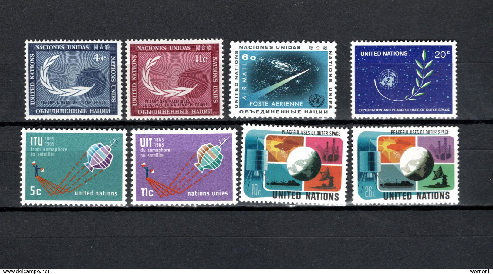 UN United Nations New York 1962/1982 Space, Peaceful Use Of Outer Space, ITU Centenary, UNISPACE 8 Stamps MNH - Amérique Du Nord