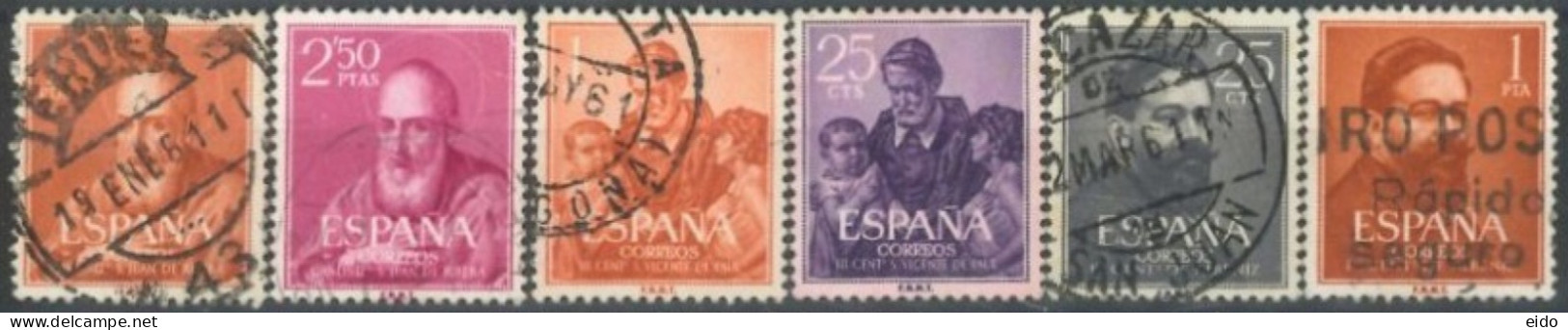 SPAIN, 1960/61, CELEBRITIES STAMPS SET OF 6, USED. - Oblitérés