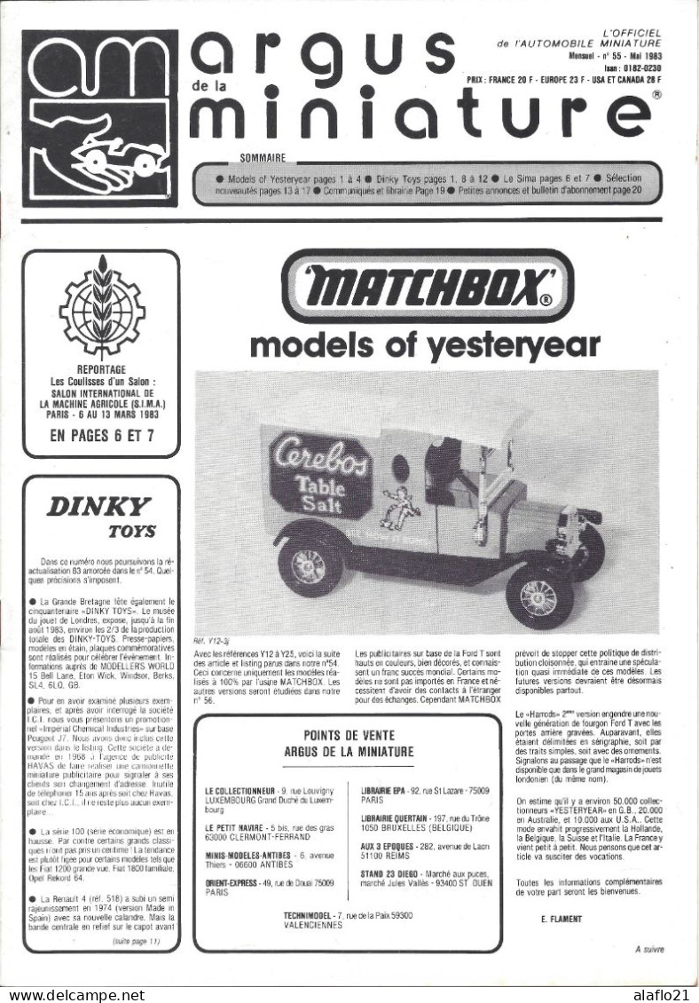 ARGUS De La MINIATURE N° 55 - Très Bon état - Cotation DINKY TOYS FRANCE - Catalogues & Prospectus