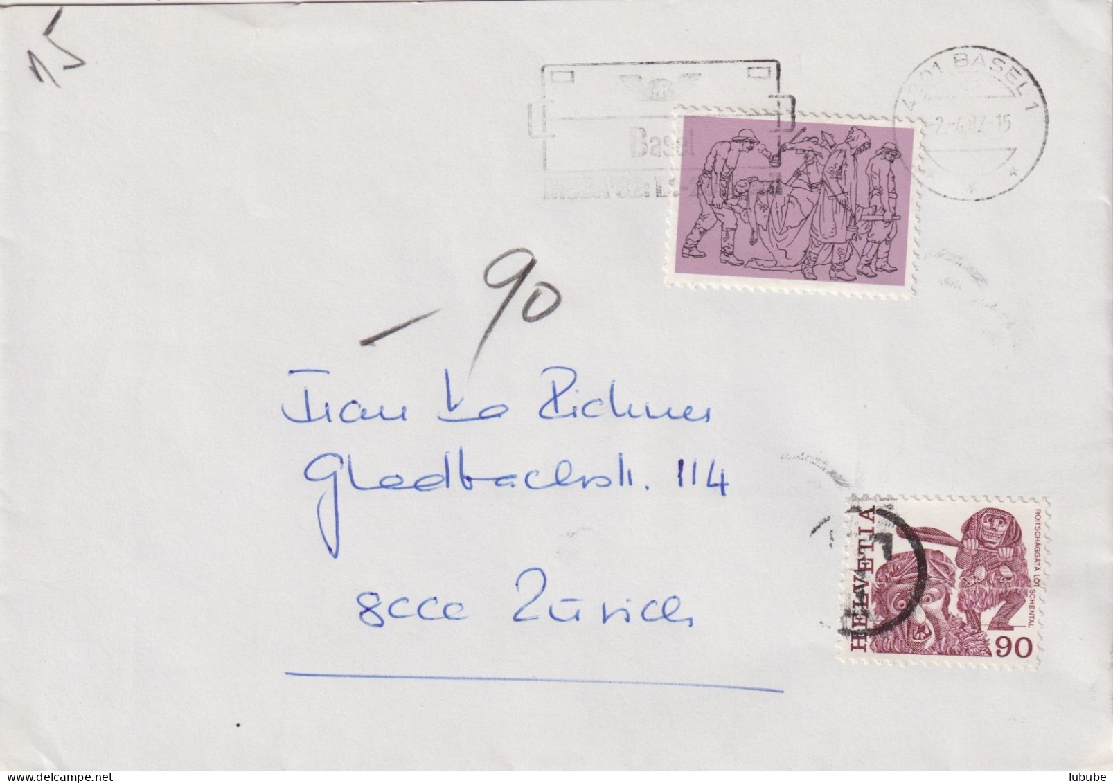 Taxierter Brief  Basel - Zürich       1982 - Cartas & Documentos