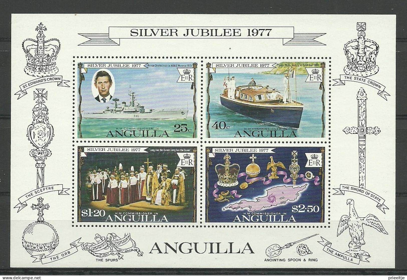 Anguilla 1977 Silver Jubilee S/S  Y.T. BF 15 ** - Anguilla (1968-...)