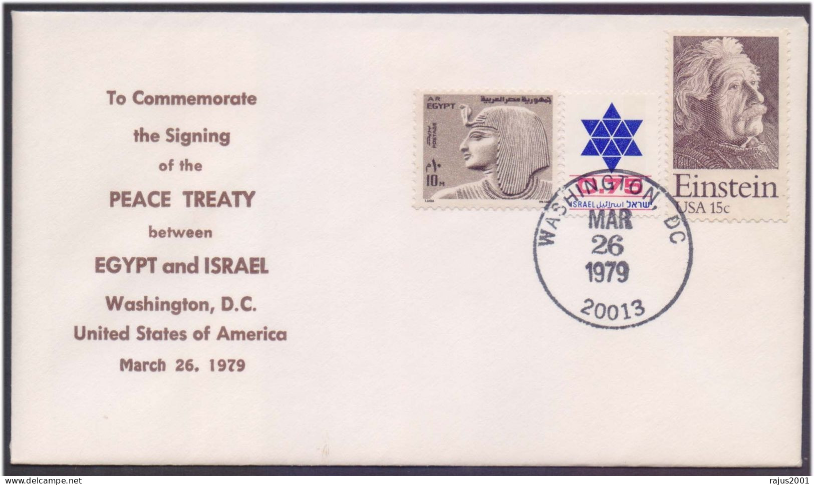 Signing Of The Peace Treaty Between Egypt And Israel, David Star Judaica, Albert Einstein Nobel Prize, Combination Cover - Joodse Geloof