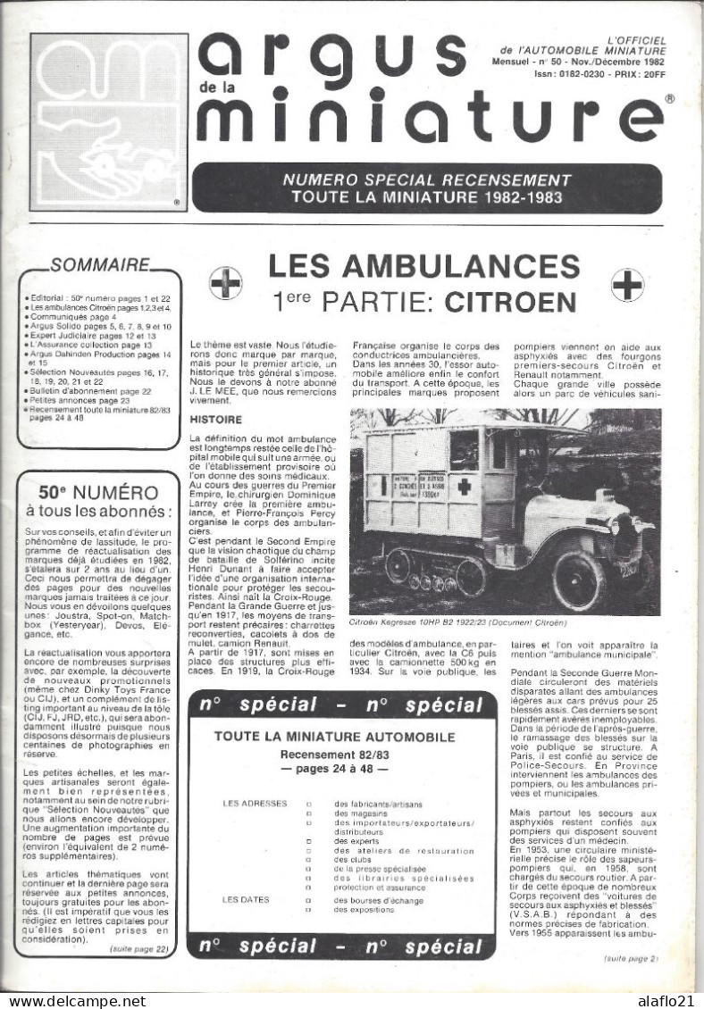 ARGUS De La MINIATURE N° 50 - Bon état - Cotation SOLIDO Et DAHINDEN PRODUCTION - Catalogues