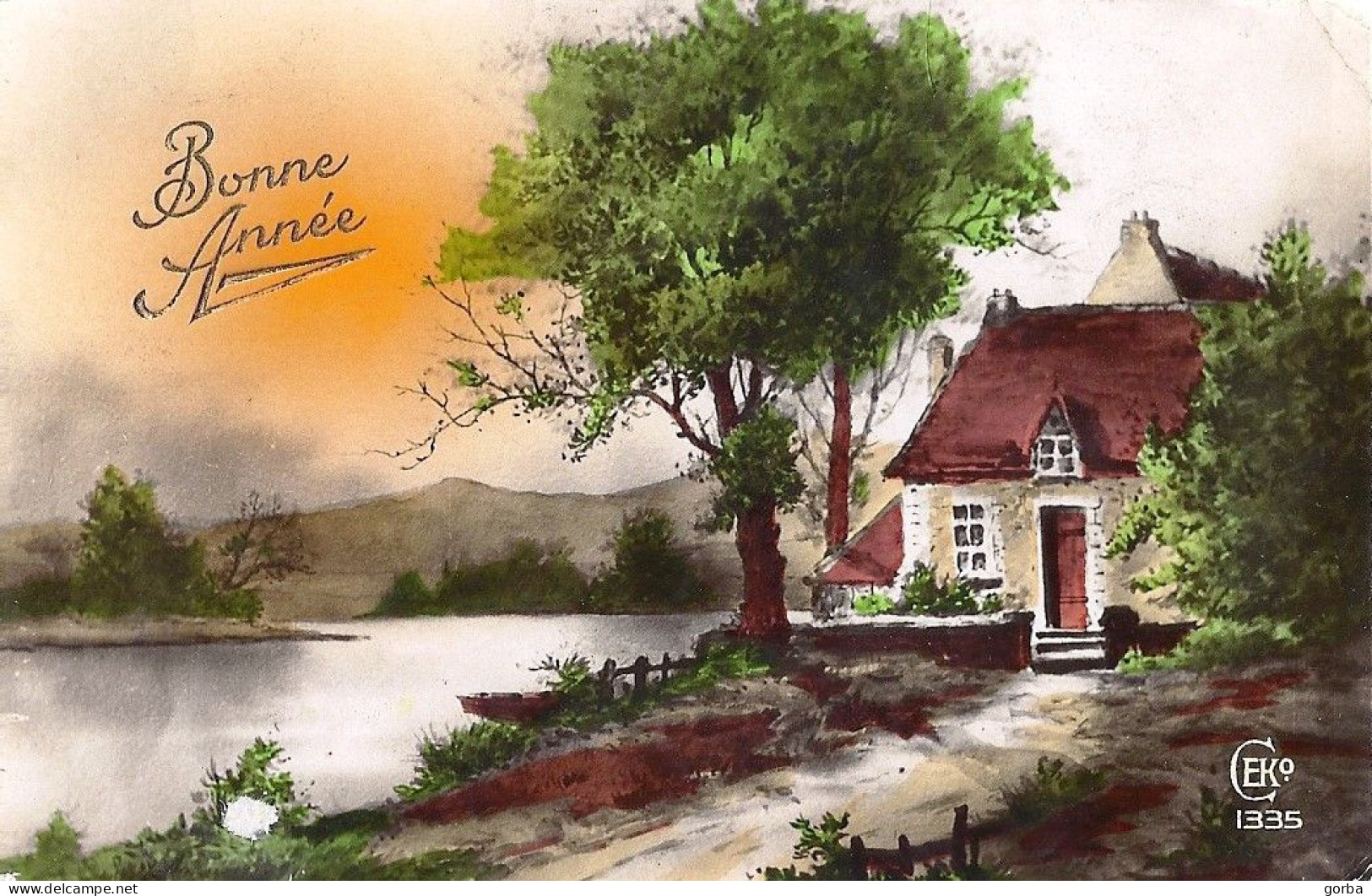 *CPA - S6 - Bonne Année - Maison Au Bord De L'eau - Nouvel An