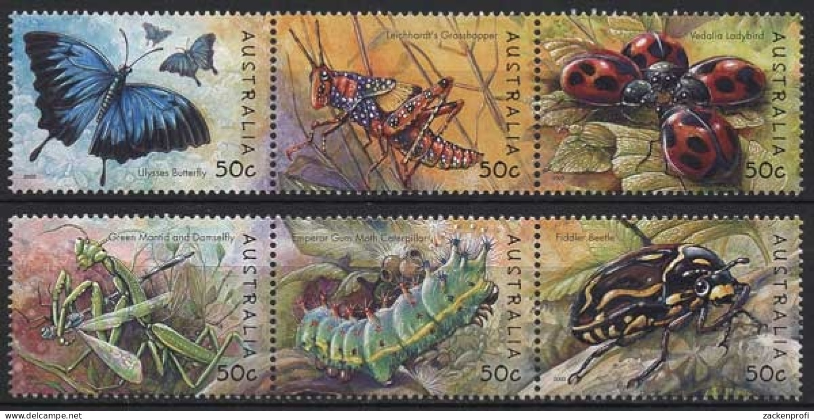 Australien 2003 Insekten Käfer Schmetterling 2259/64 ZD Postfrisch - Mint Stamps