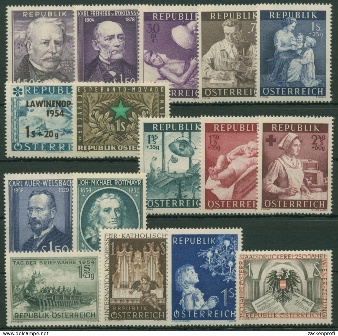 Österreich Jahrgang 1954 Komplett Postfrisch (G6326) - Ganze Jahrgänge